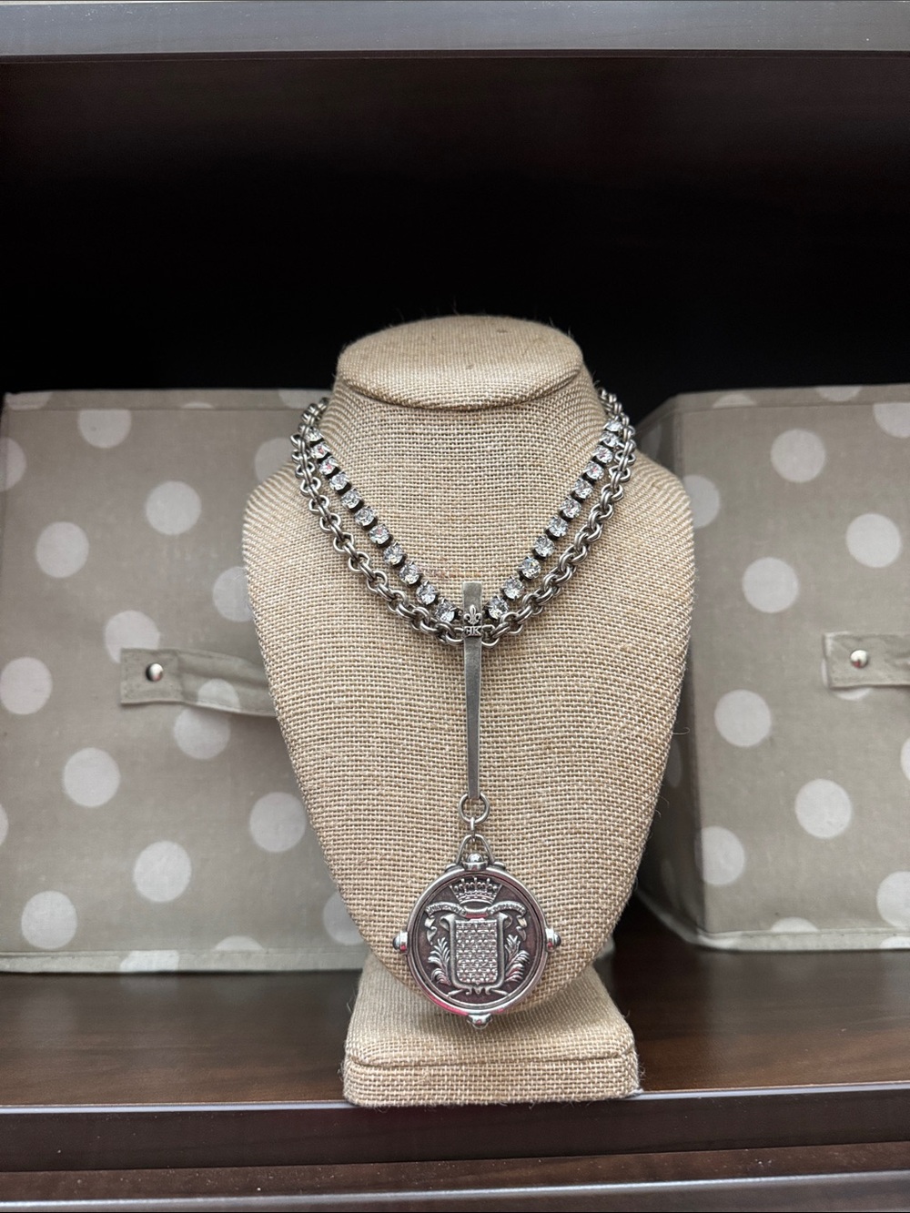 French Kande Statement Pendant Necklace - Medallion Drop